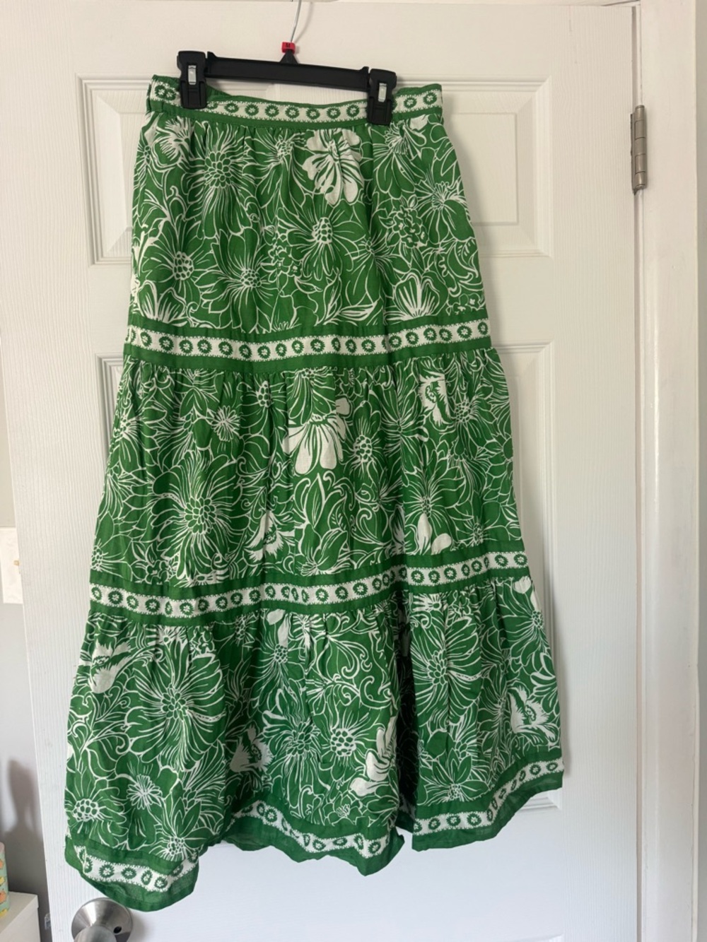 Green Floral Tiered Maxi Skirt and Top matching set - Women's